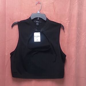Black crop top dressy shirt.
